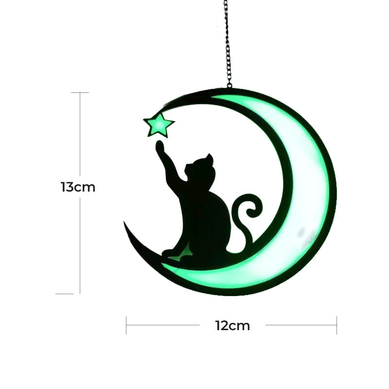 Charming cat and moon suncatcher, intricate acrylic art and animal ornament for home decor