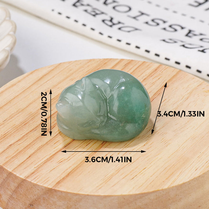 Unisex stone cat sculpture, sleeping pose, natural material, spiritual home accent, desk decoration