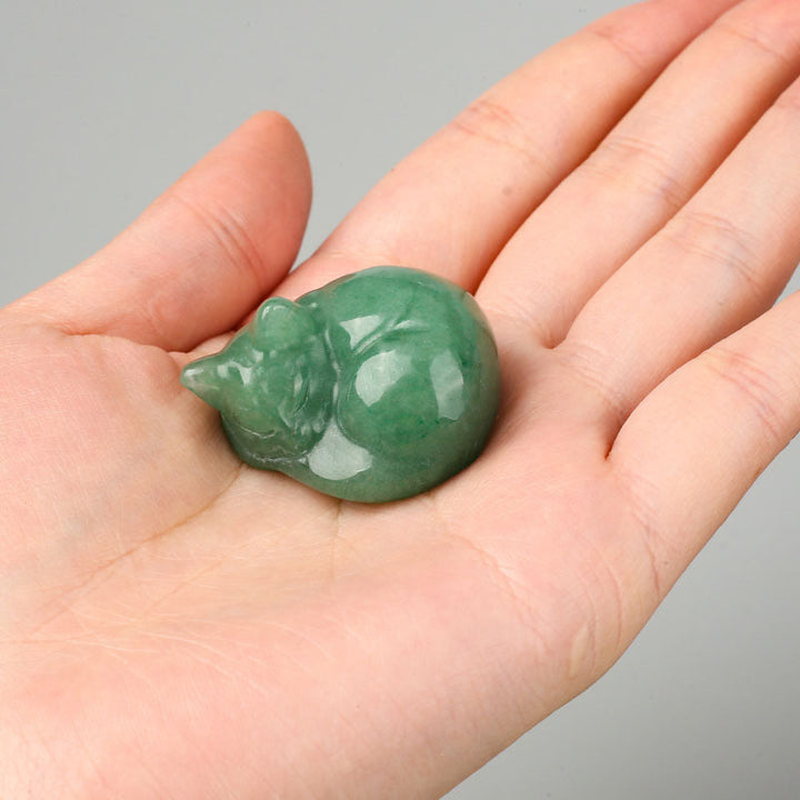 Natural stone sleeping cat decor, subtle spiritual touch, desk accessory, unique gift for pet owners