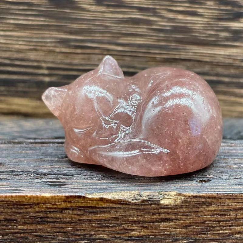 Natural stone sleeping feline figurine, perfect for home, office or garden, spiritual gift, cat decor