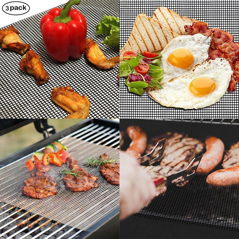 Reusable non-stick grill mats for healthy cooking, essential BBQ accessory and kitchenware