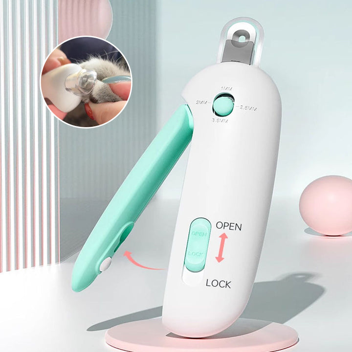 Blue pet nail clippers showcasing their compact design, ideal for at-home pet care & grooming