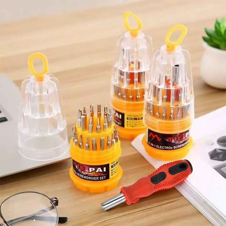 Precision 31-in-1 screwdriver set with magnetic bits, ideal for gadget repair and electronics