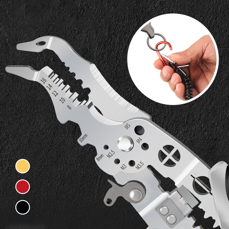 A sturdy professional multi-function elbow wire stripper, an indispensable electrical and crimping tool.