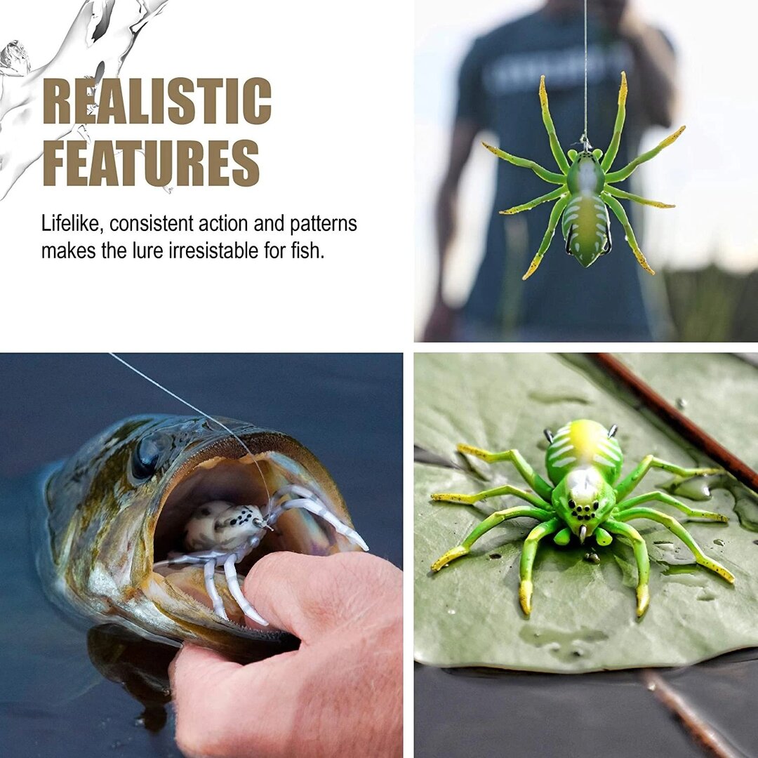Realistic spider fishing lure, soft bait with hooks for freshwater and saltwater