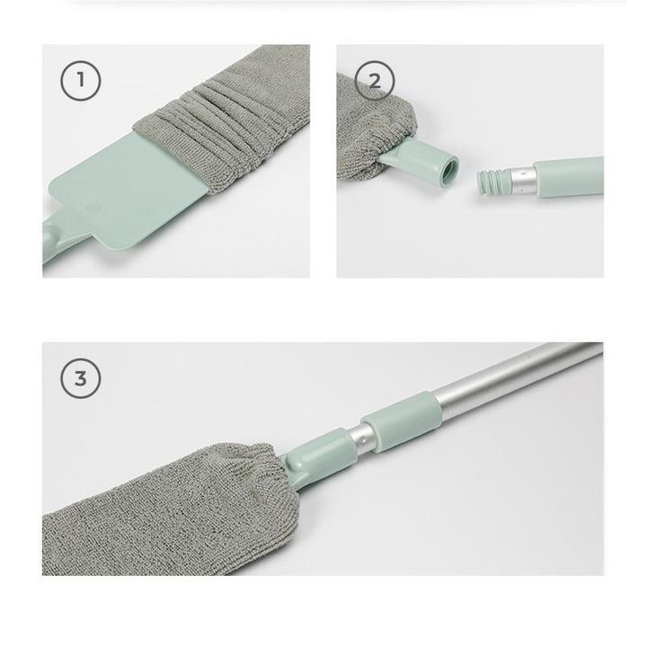 Long-handled retractable gap dust mop, featuring a soft microfiber head for scratch-free cleaning