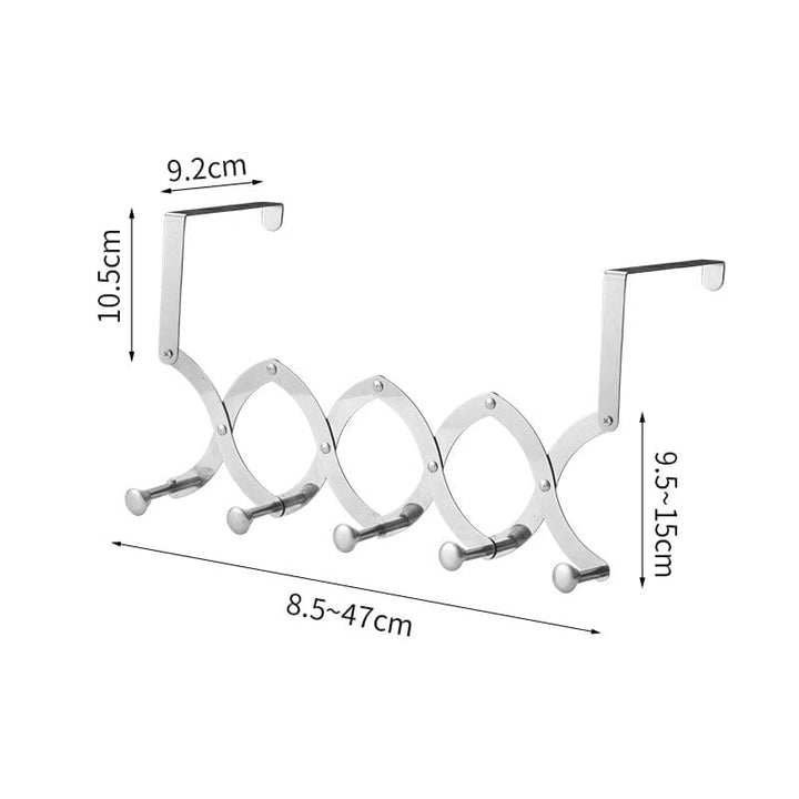 Studio shot of the retractable stainless steel door hanger, emphasizing its sleek design