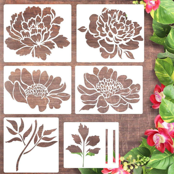 Decorative Stencil Set with examples of finished craft projects, illustrating creative uses