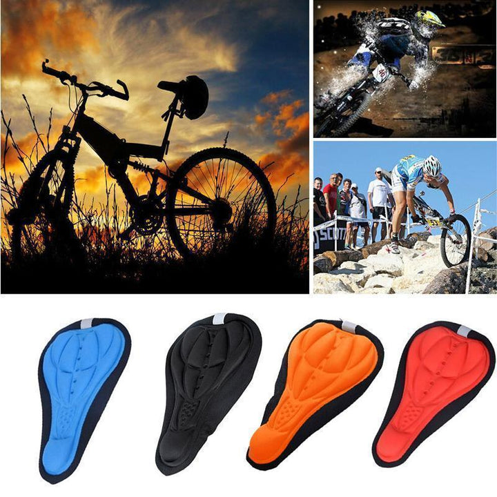 Ergonomic silicone gel bike seat cover provides comfort for unisex cycling, padded saddle