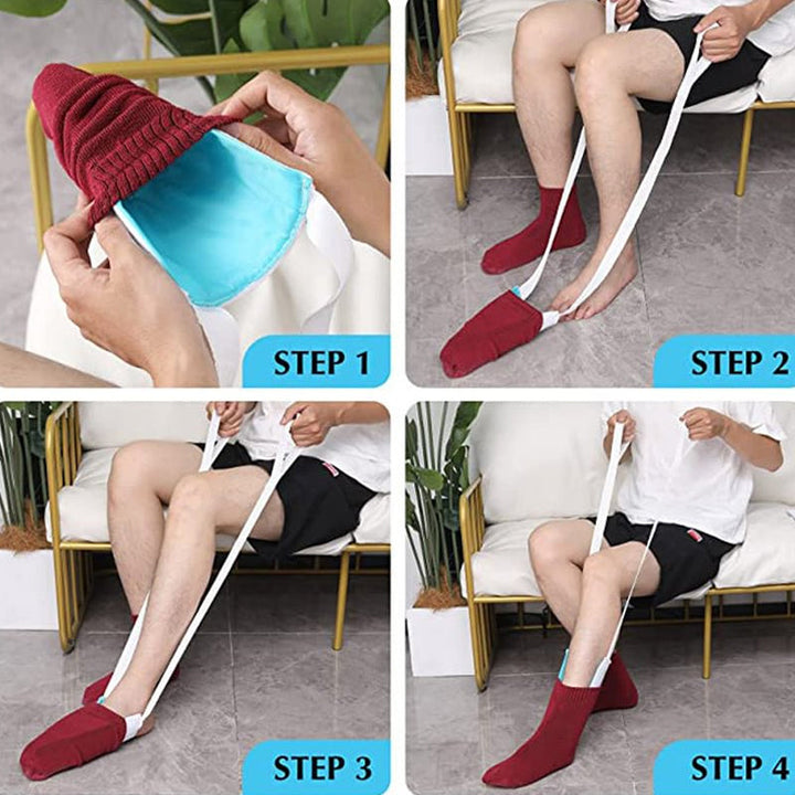 Sock aid device on a white background, ready for use as a helpful assistive dressing tool