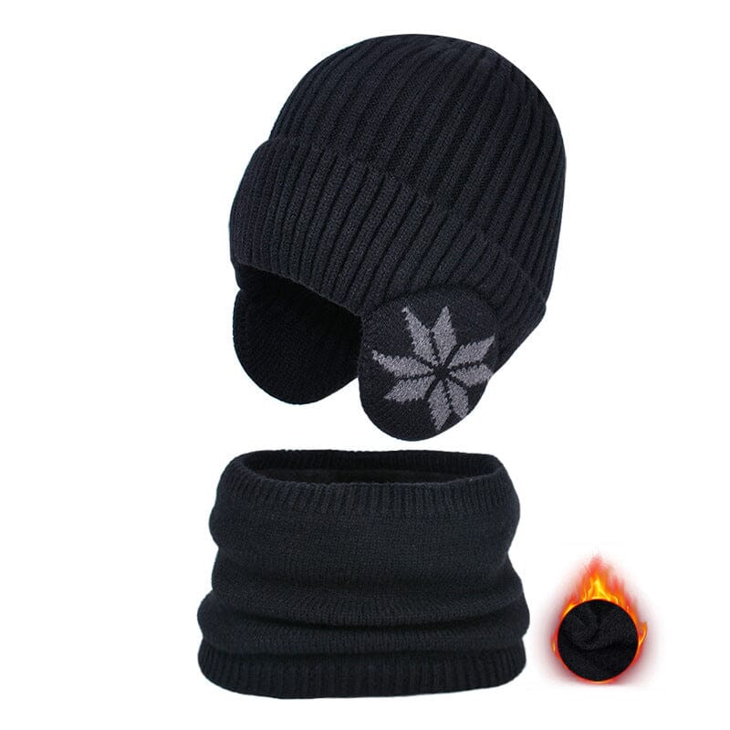 Warm winter knit beanie hat and scarf set, anti-pill fleece lining for lasting comfort
