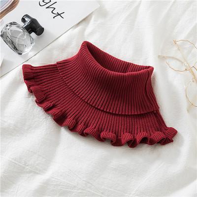 Close-up of the hem of a unisex knit dickey collar, showing the finished edge