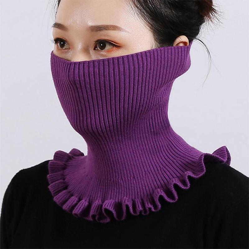 Folded unisex knit dickey collar in a deep navy blue, practical winter fashion gift