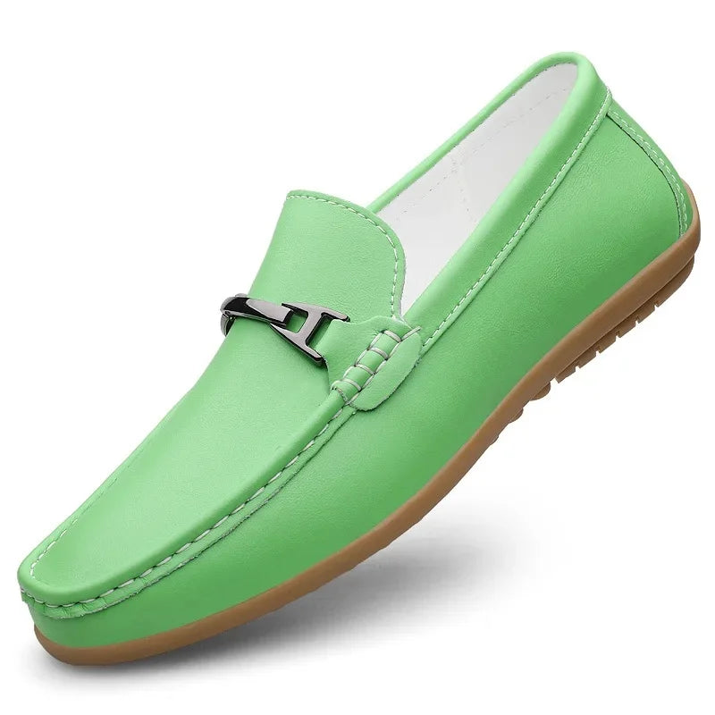 Unisex leather loafers in a rich, dark brown hue, ideal for comfortable daily wear.