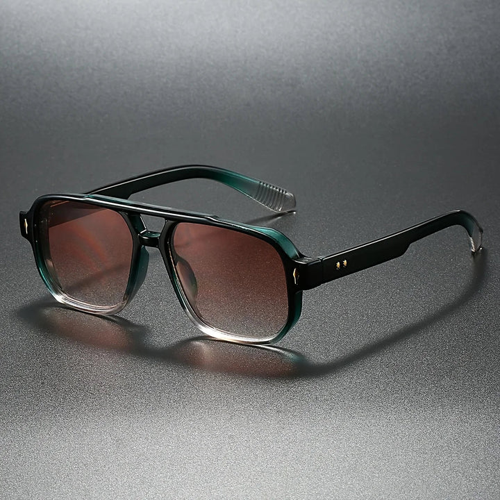 Bold black frames on unisex rectangular sunglasses, offering full UV400 protection