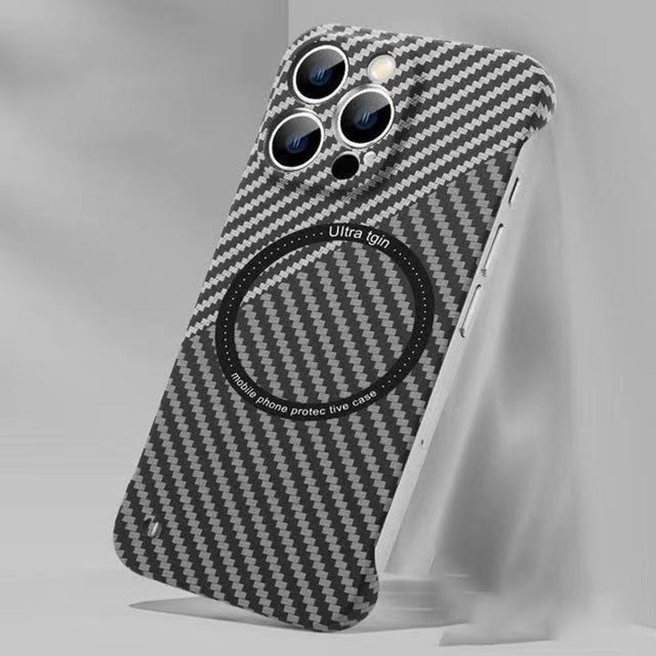 Durable Carbon Fiber iPhone Case for magnetic charging, anti-shock, unisex