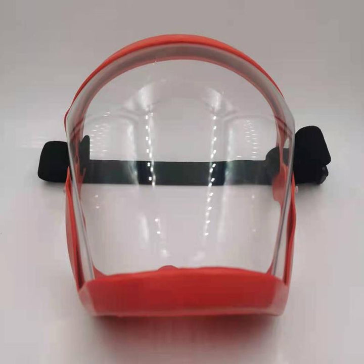 Clear full face shield with universal fit, designed as a splash guard and personal protection device