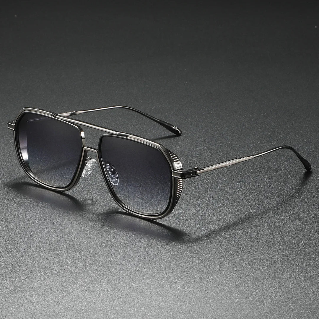 Unisex geometric sport sunglasses with gradient lenses, offering UV protection, front view