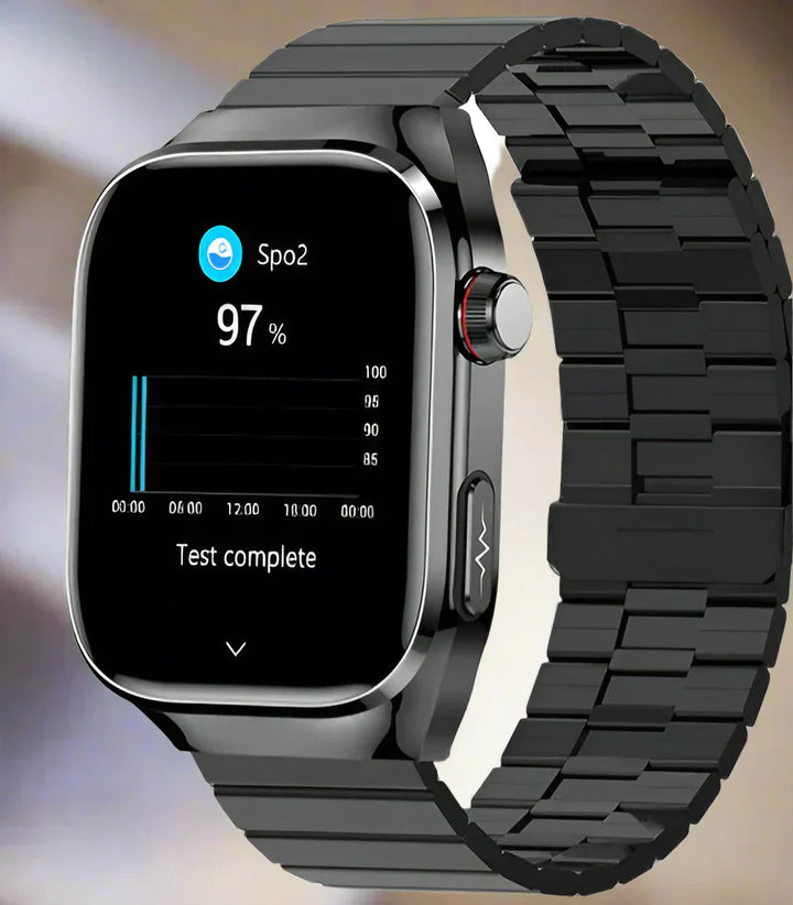 Unisex health smartwatch for blood sugar, ECG, and heart rate monitoring.