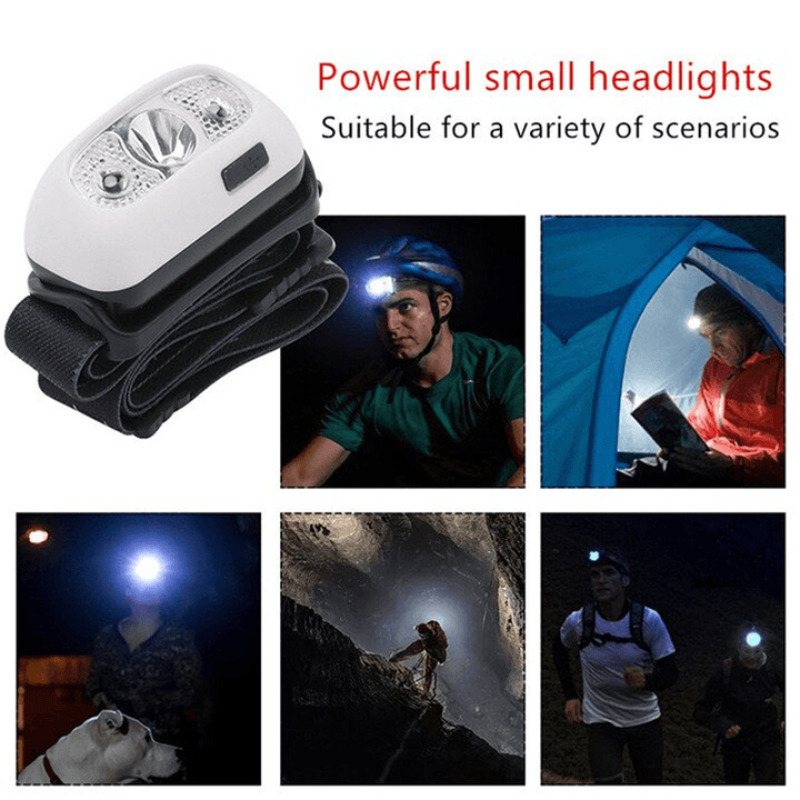 Portable LED headlamp with motion sensor, providing bright light for camping, hiking, and outdoor adventures.