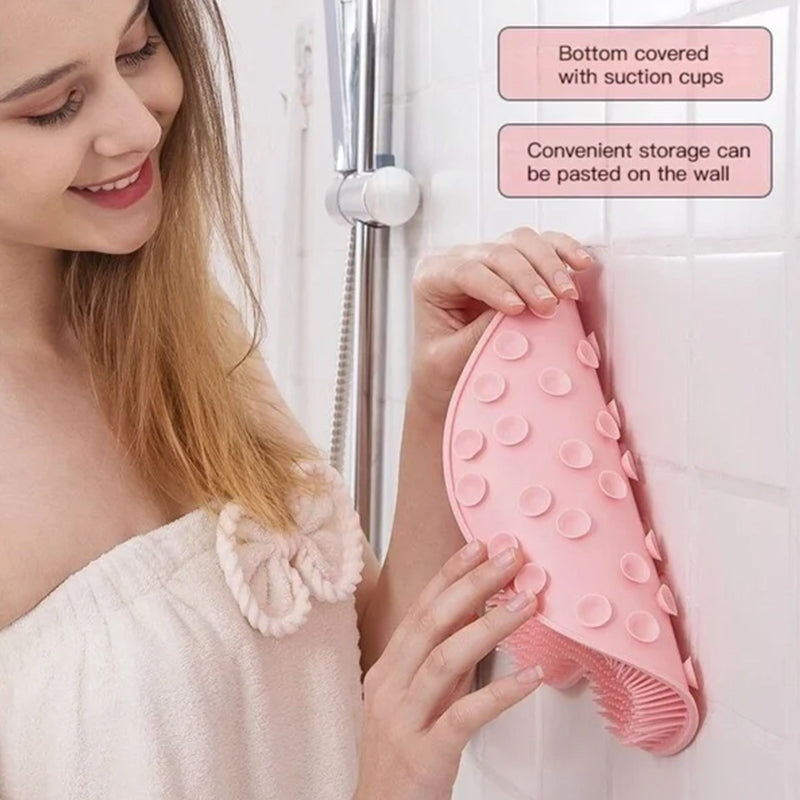Flexible silicone shower scrubber, perfect for exfoliating feet and hard-to-reach back areas