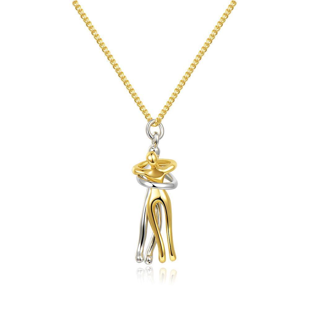 Meaningful silver hug necklace, representing an embrace, unisex design, sentimental gift