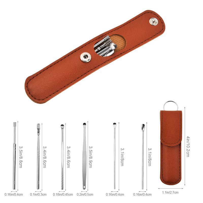 Detail view of a spiral ear cleaner from the unisex stainless steel ear care kit