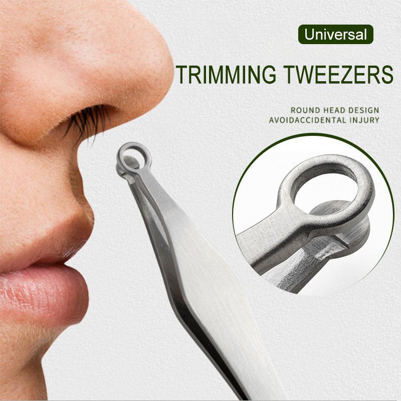 Compact unisex ear and nose hair trimmer in stainless steel for eyebrow shaping