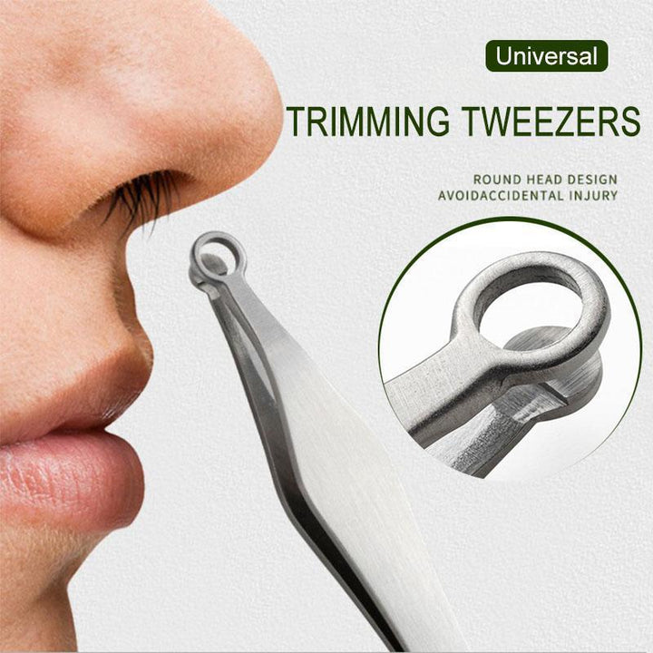Compact unisex ear and nose hair trimmer in stainless steel for eyebrow shaping