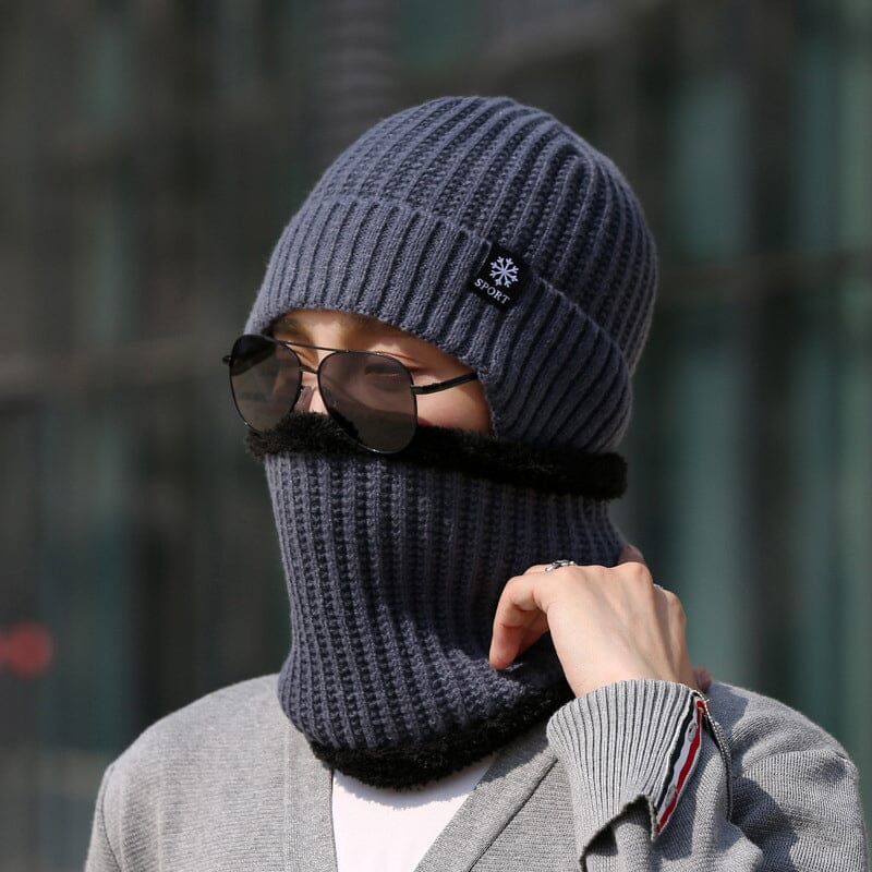 Warm knit beanie and scarf gift set, unisex design with a cozy fleece lining for winter activities