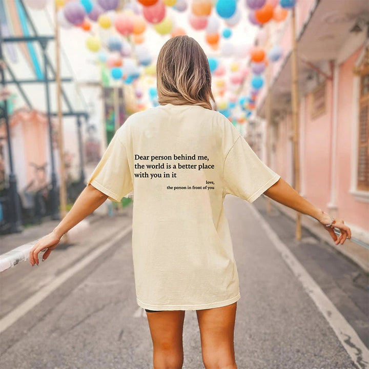 Detailed shot of the 'You Are Enough' graphic on the unisex cotton tee, clear print.