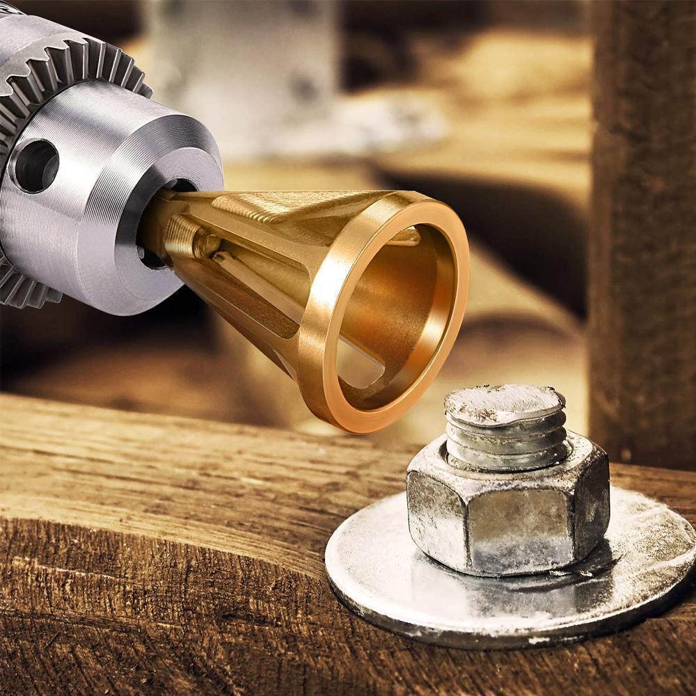 Hexagon deburring chamfer tool, stainless steel, compatible with various drill bit sizes