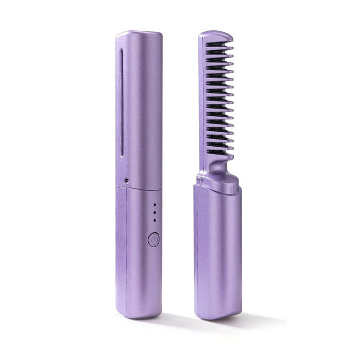 Rechargeable mini hair straightener brush, a compact styling tool for smooth, straight hair anytime, anywhere.