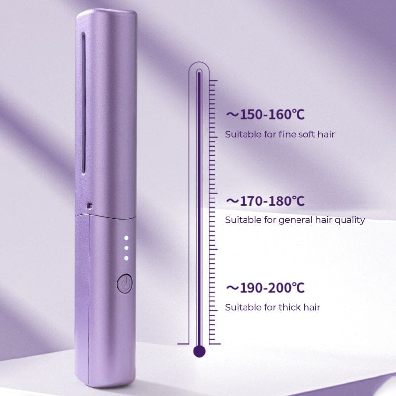 Travel-friendly ceramic hair straightener brush, USB powered for convenient, on-the-go hair styling solutions.