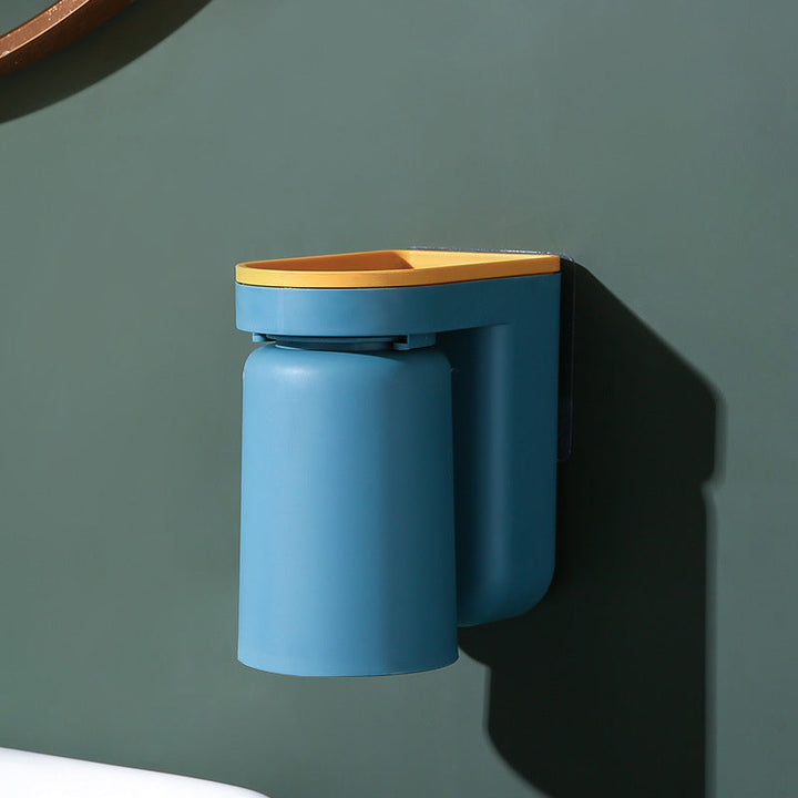 Modern wall-mount storage solution for toothbrushes and cups, enhancing bathroom tidiness.