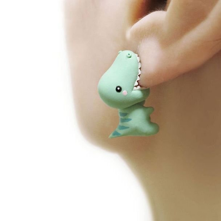 Silver-tone animal bite stud earrings, unique women's jewelry accessory