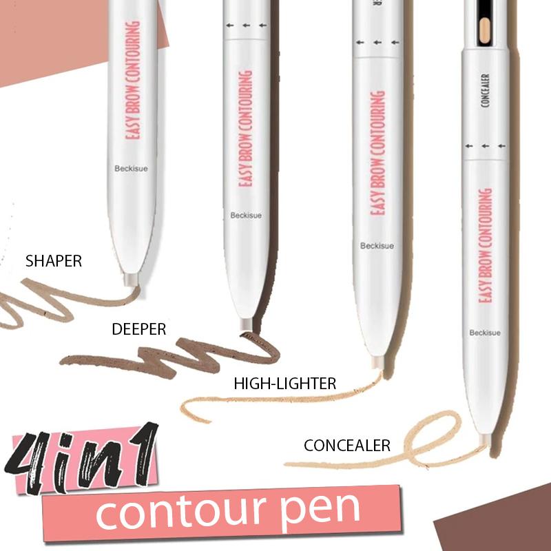 Close-up of a waterproof eyebrow contour and highlight pen, perfect for travel makeup