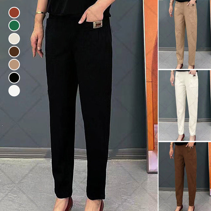 Comfortable women's lounge pants, cotton cropped with elastic waist for relaxed fit