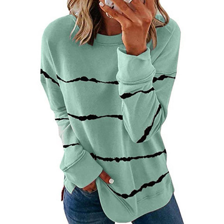 Stylish women's casual striped long sleeve top, great for layering and everyday outfits