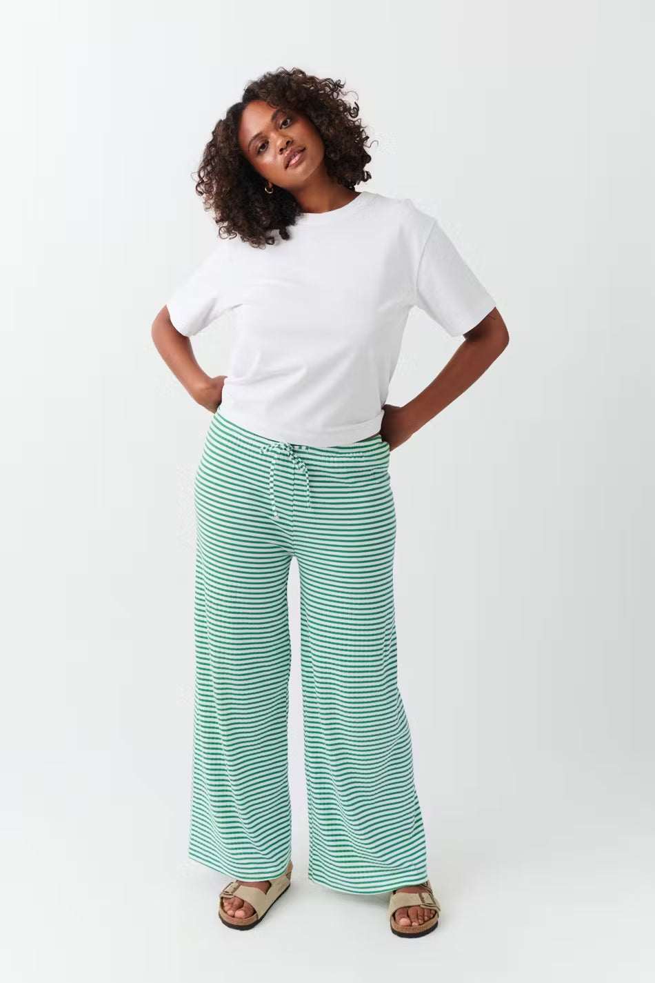 Women's fashion trousers, striped with a relaxed fit for ultimate casual comfort.