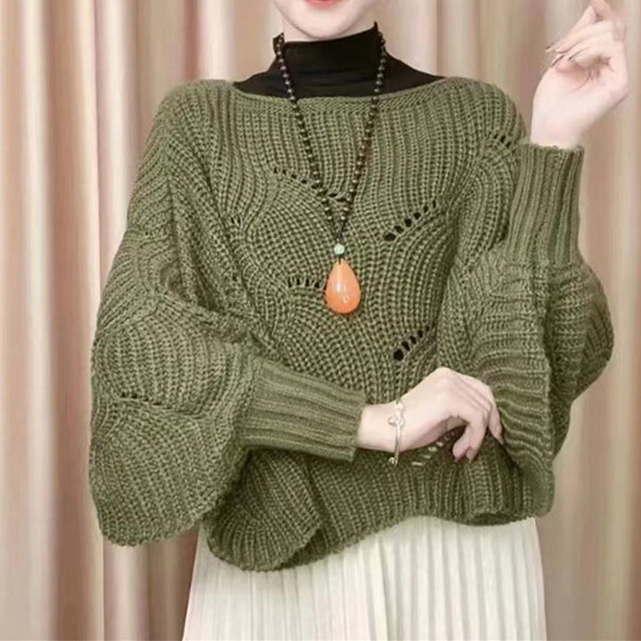 Women's knitwear essential: a batwing shawl sweater featuring a relaxed silhouette