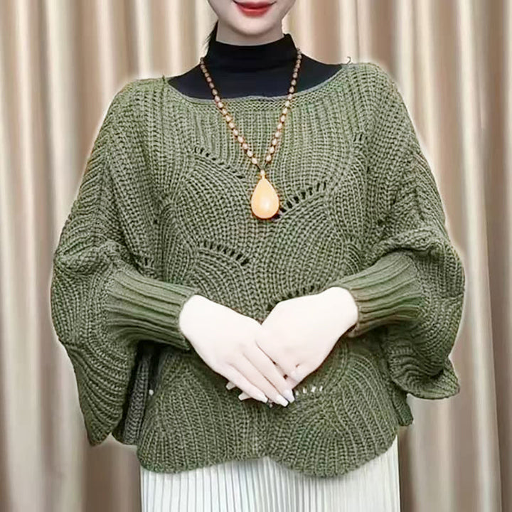 Stylish women's knitwear: a chunky batwing sweater perfect for fall fashion