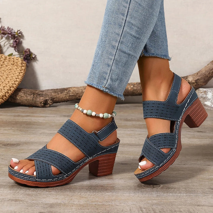 Summer essential: women's comfortable block heel sandals with trendy crisscross straps