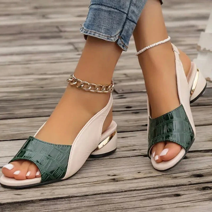 Comfortable women's slingback sandals with a sturdy low block heel, versatile casual chic footwear
