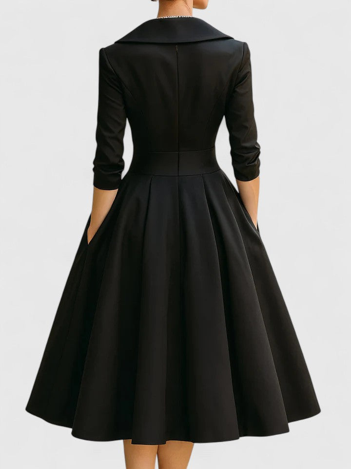 Spring fashion women's elegant midi dress with pockets, perfect for a stylish and versatile look.