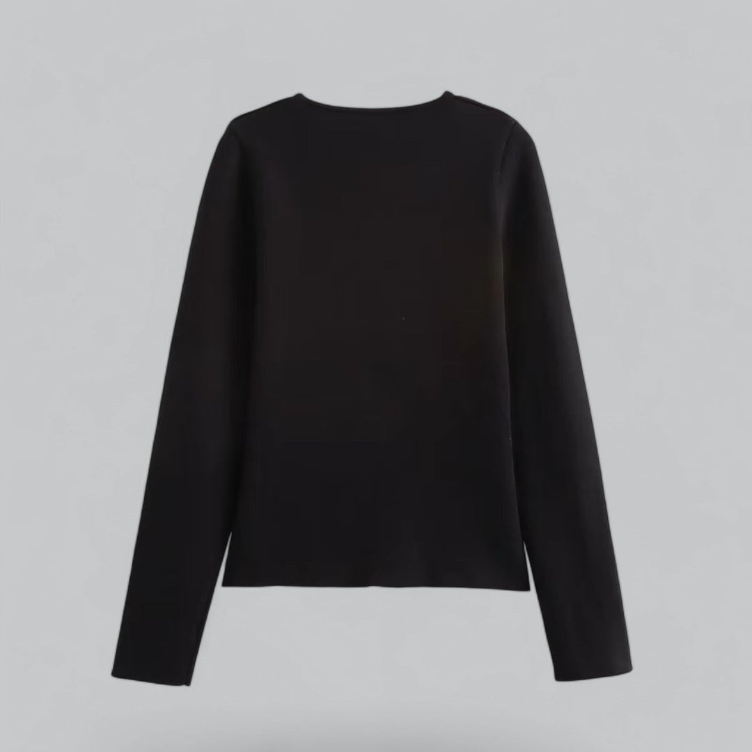 Minimalist women's knit cardigan with classic buttons, versatile for casual or elegant summer wear.