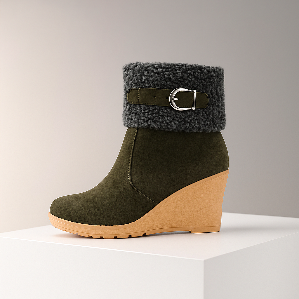 Stylish women's fleece lined platform shoes, a trendy and warm option for winter fashion.