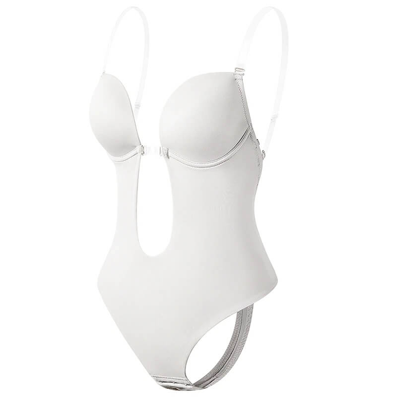 Enhance your silhouette with a women's invisible backless smoothing bodysuit shaper.