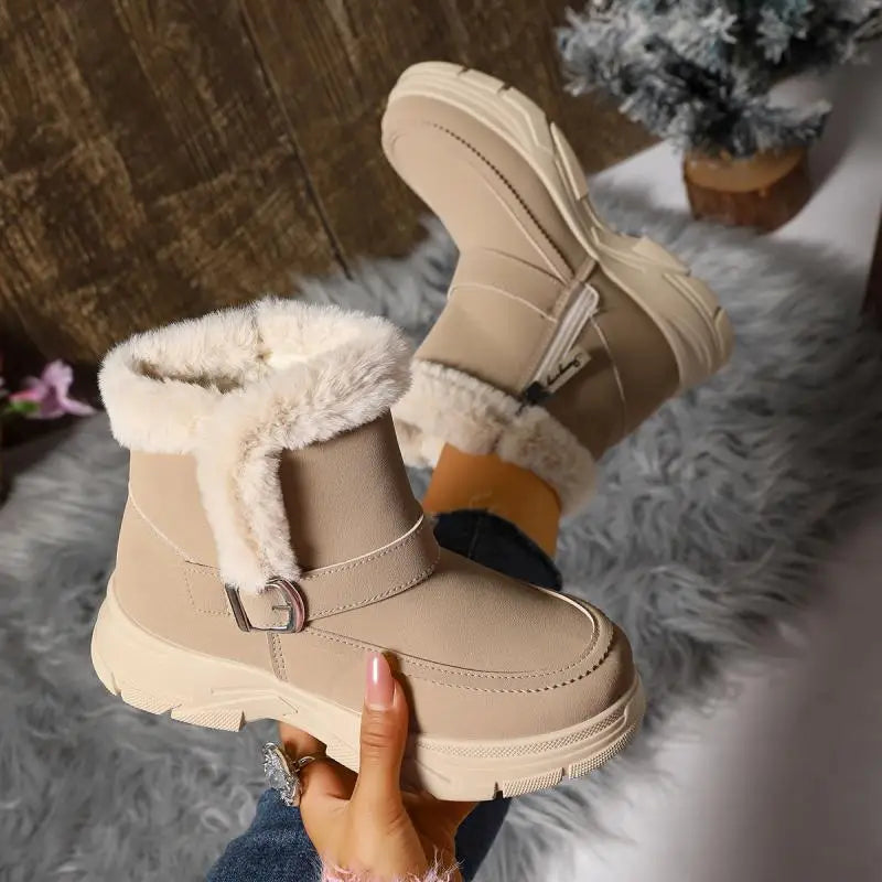 Orthopedic women's winter boots in khaki, offering warmth and foot support