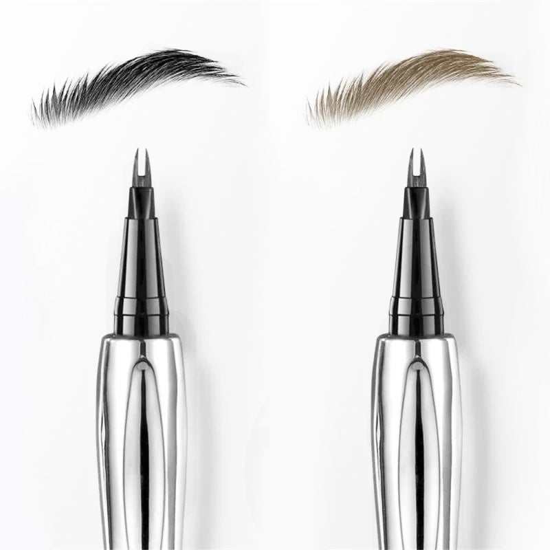 Customer review style image showing satisfaction with the micro-fork tip liquid eyebrow pencil's natural finish.